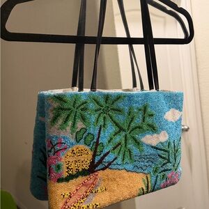 Y & S Tropical Embroidered Beach Scene